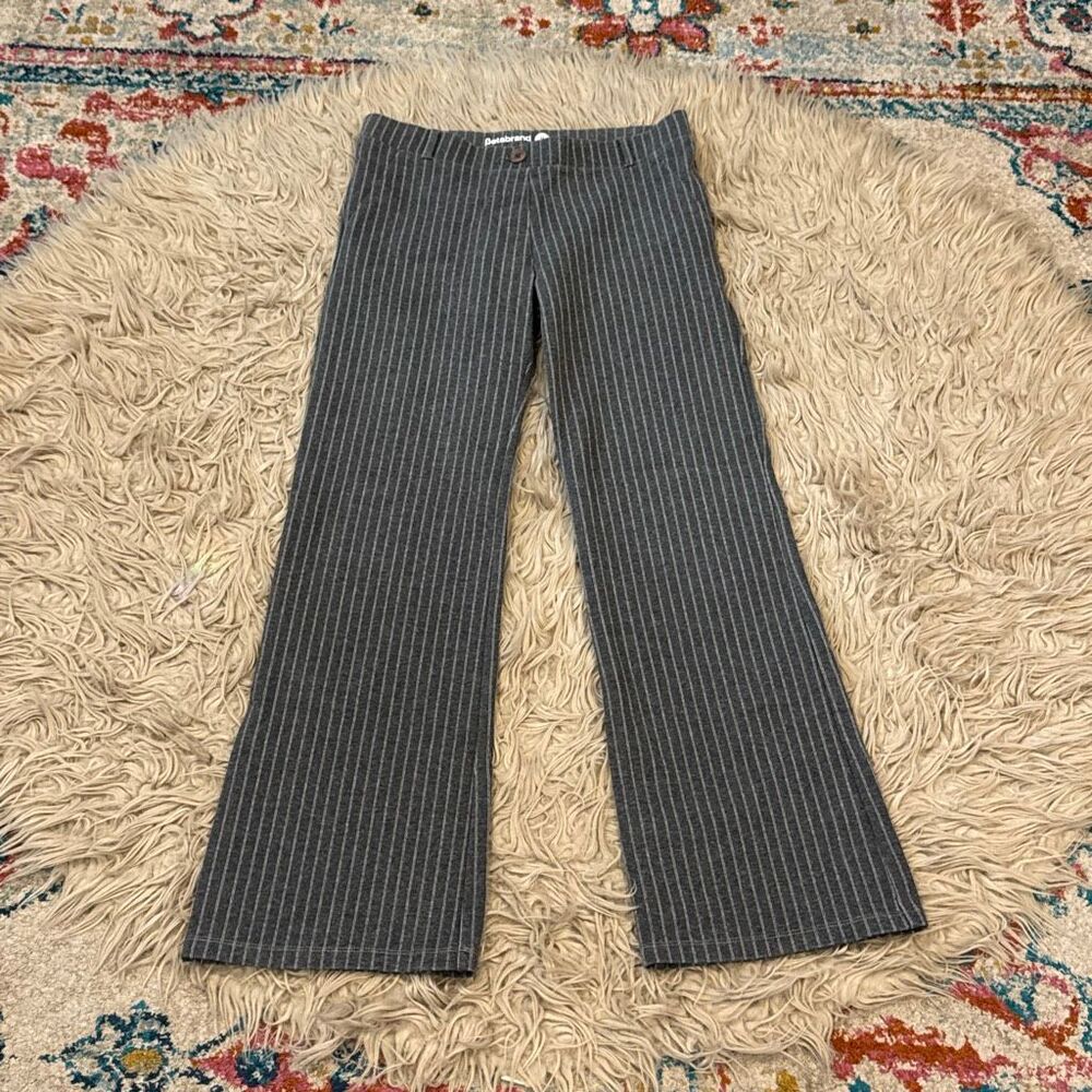 Betabrand gray pinstriped pants size medium